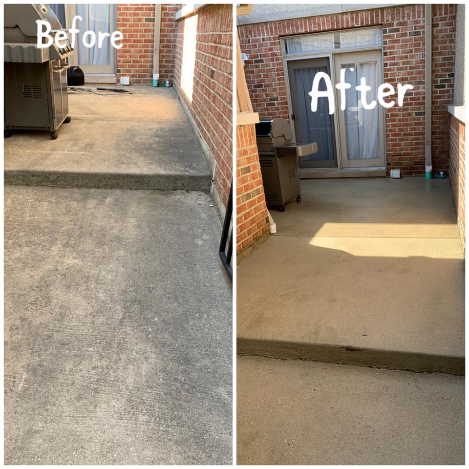 Concrete wash before and after