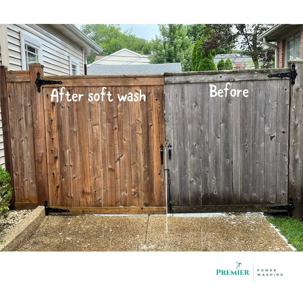 Fence wash before and after