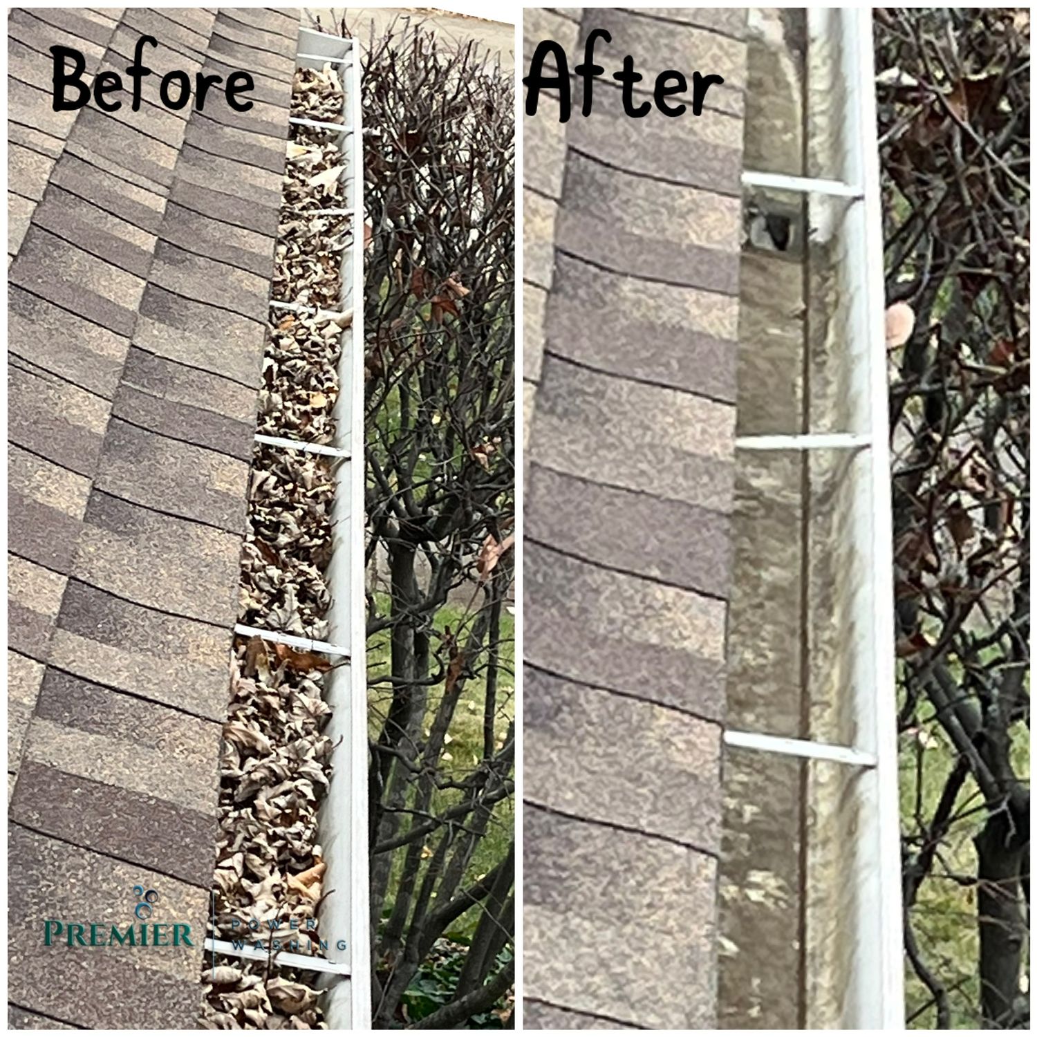 Gutter cleaning results