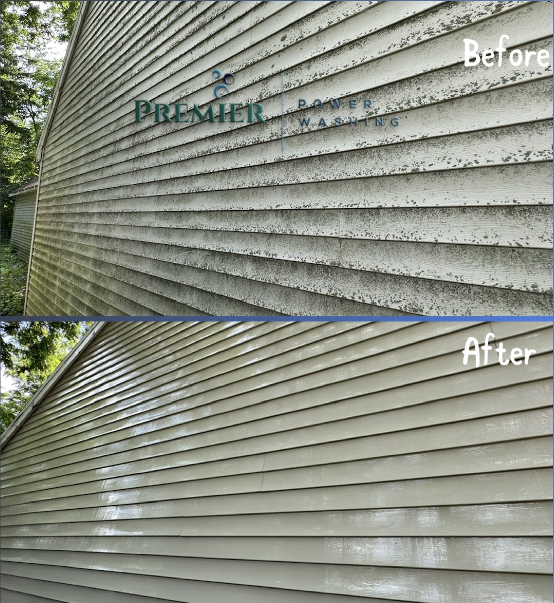 House siding algae cleaning before and after