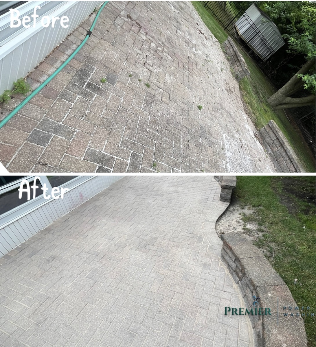 Paver walkway weed removal and cleaning