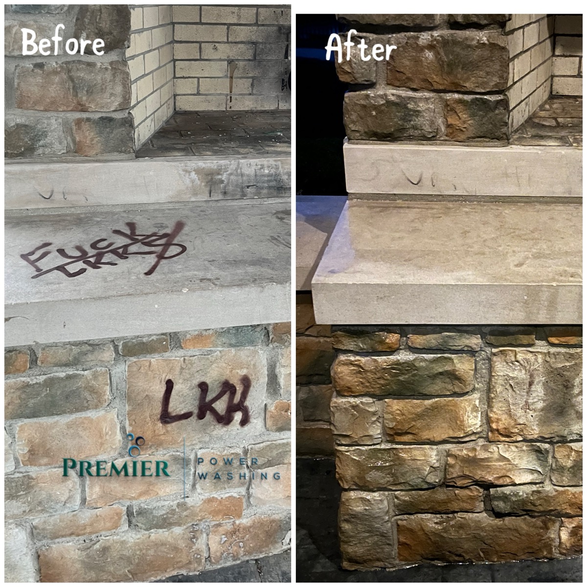 Graffiti removal before and after