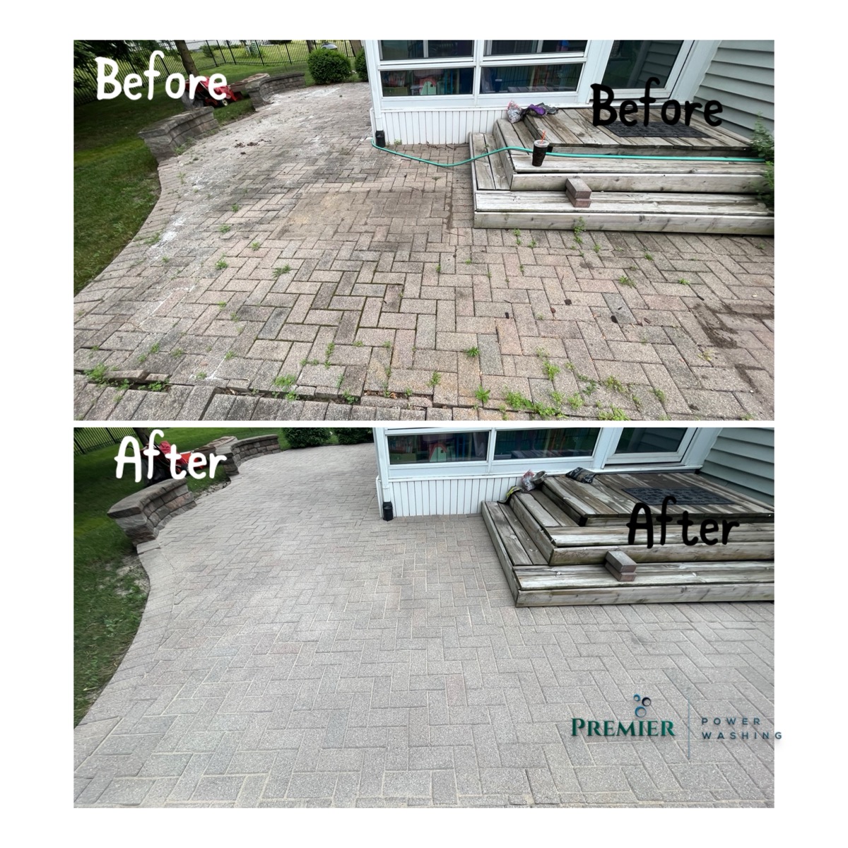 Brick paver walkway before and after